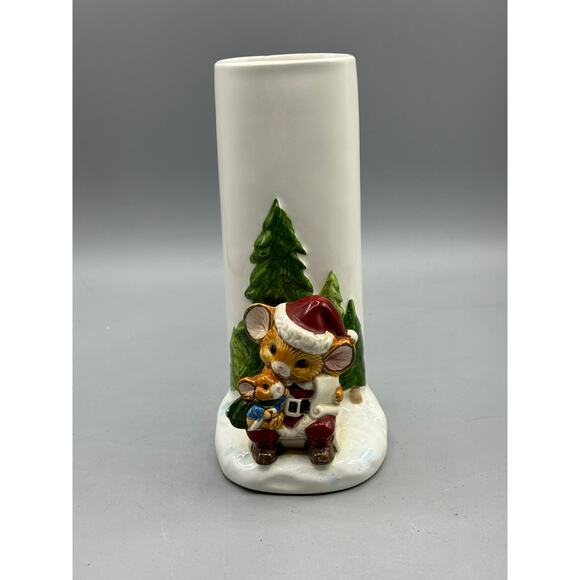 Otagiri Japan Christmas Mouse Bud Vase Santa Mouse Decor - Picture 3 of 8